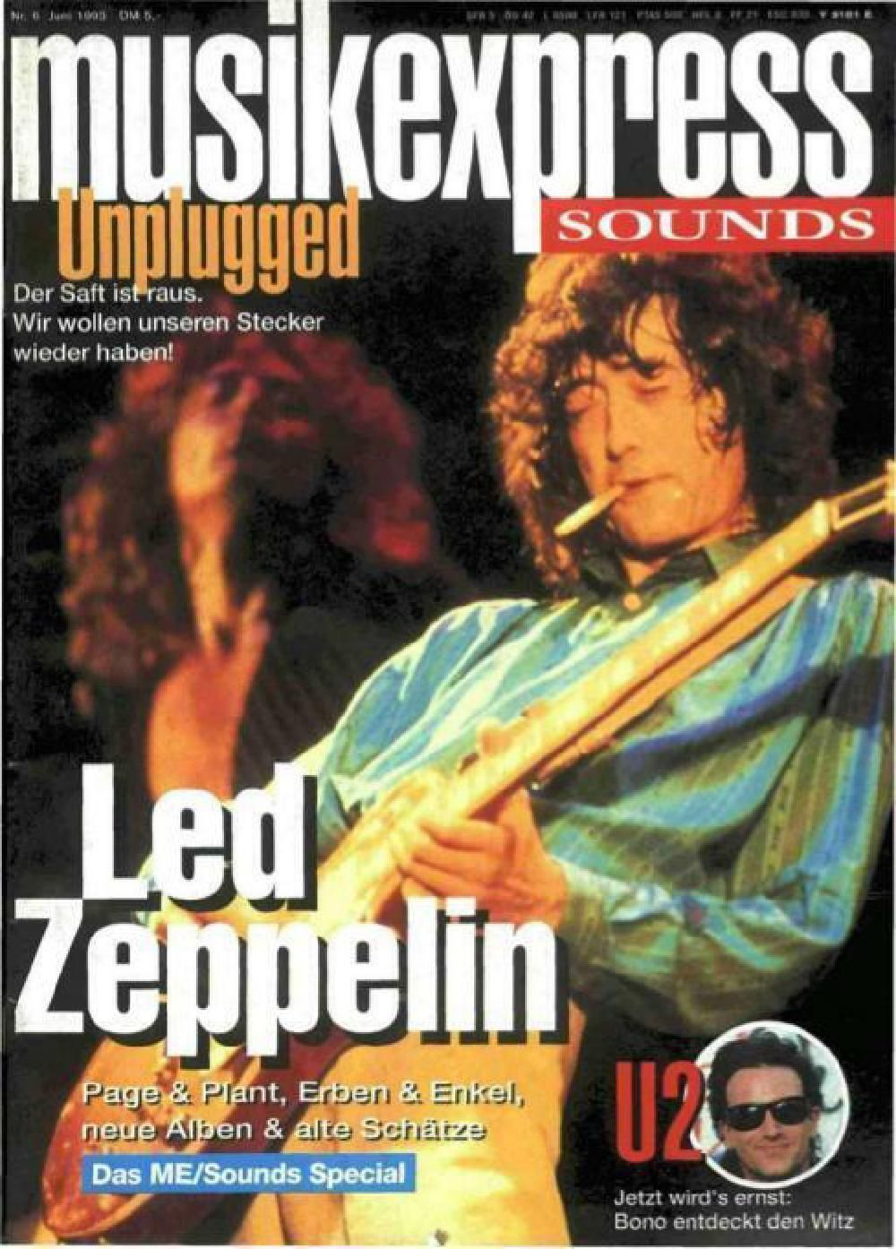 Musikexpress Magazin Deutschland 1993-06 Led Zeppelin U2 U2