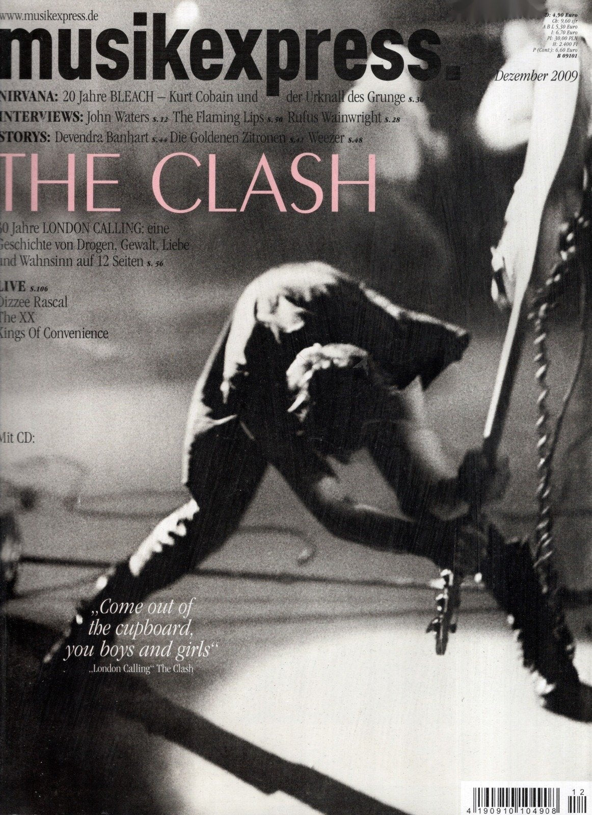Musikexpress Magazin Deutschland 2009-12 The Clash Nirvanna John Waters Nirvana