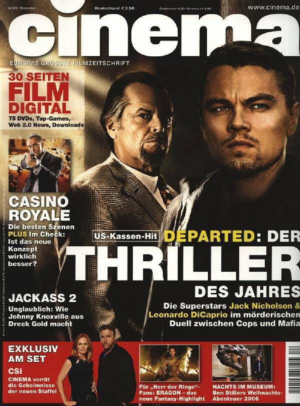 Cinema Magazin Deutschland 2006-12 Leonardo DiCaprio Jack Nicholson Daniel Craig