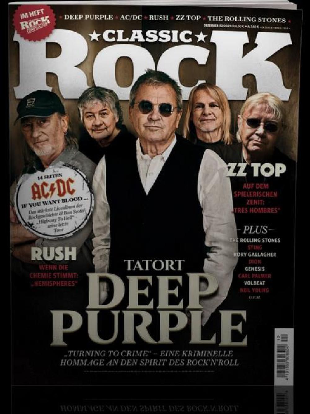 Classic Rock Magazin Deutschland 2021-12 Deep Purple ZZ Top Rush ACDC Volbeat #105