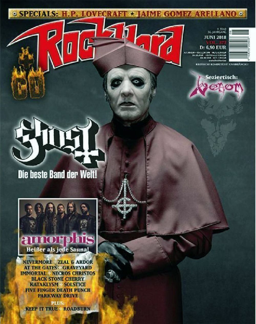 Rock Hard Magazin Deutschland 2018-06 Ghost Amorphis H.P. Lovecraft Jaime Arellano