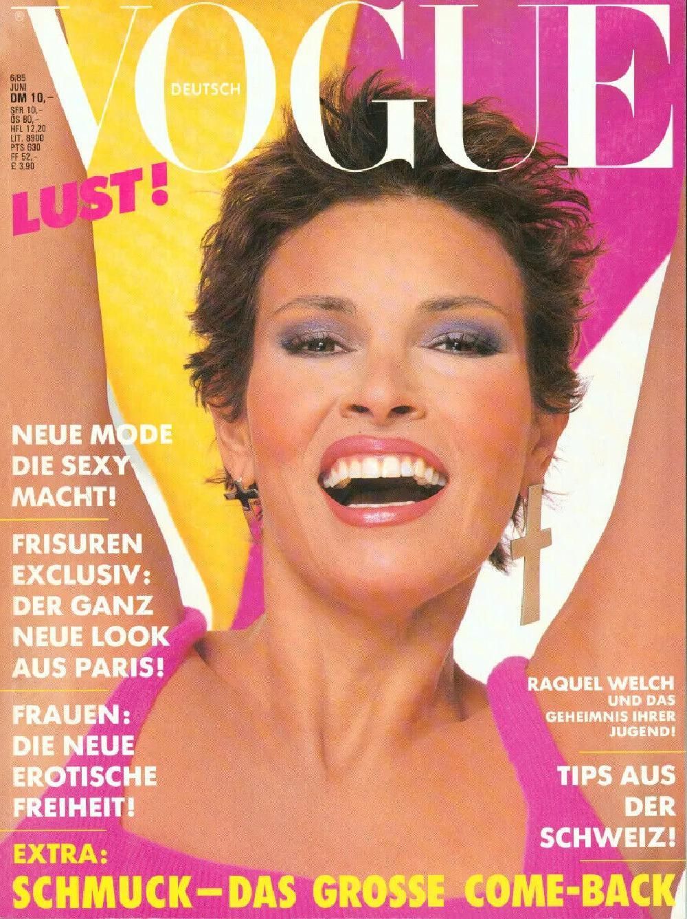 Vogue Lehti Saksa 1985-06 Raquel Welch Alkuperäinen painos