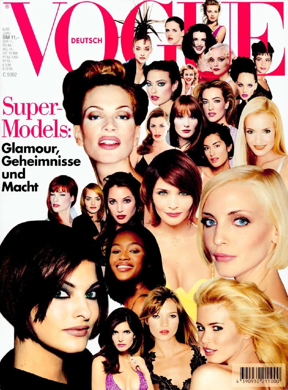 Vogue Magasin Tyskland 1995-06 Schiffer Moss Turlington Evangelista Campbell