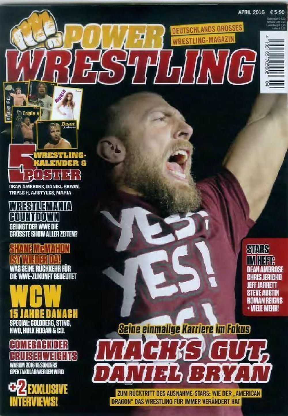 Power Wrestling Magasin Tyskland 2016-04 Daniel Bryan Ambrose Maria Originaludgave