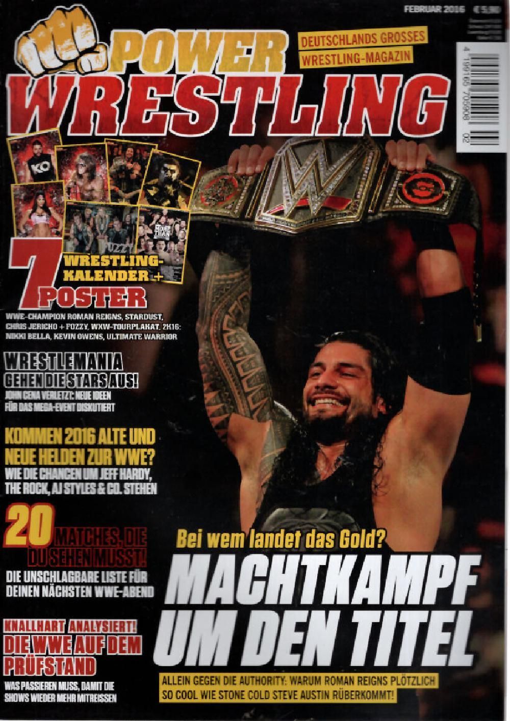 Power Wrestling Magazine Germany 2016-02 Roman Reigns Steve Austin Original Print Issue