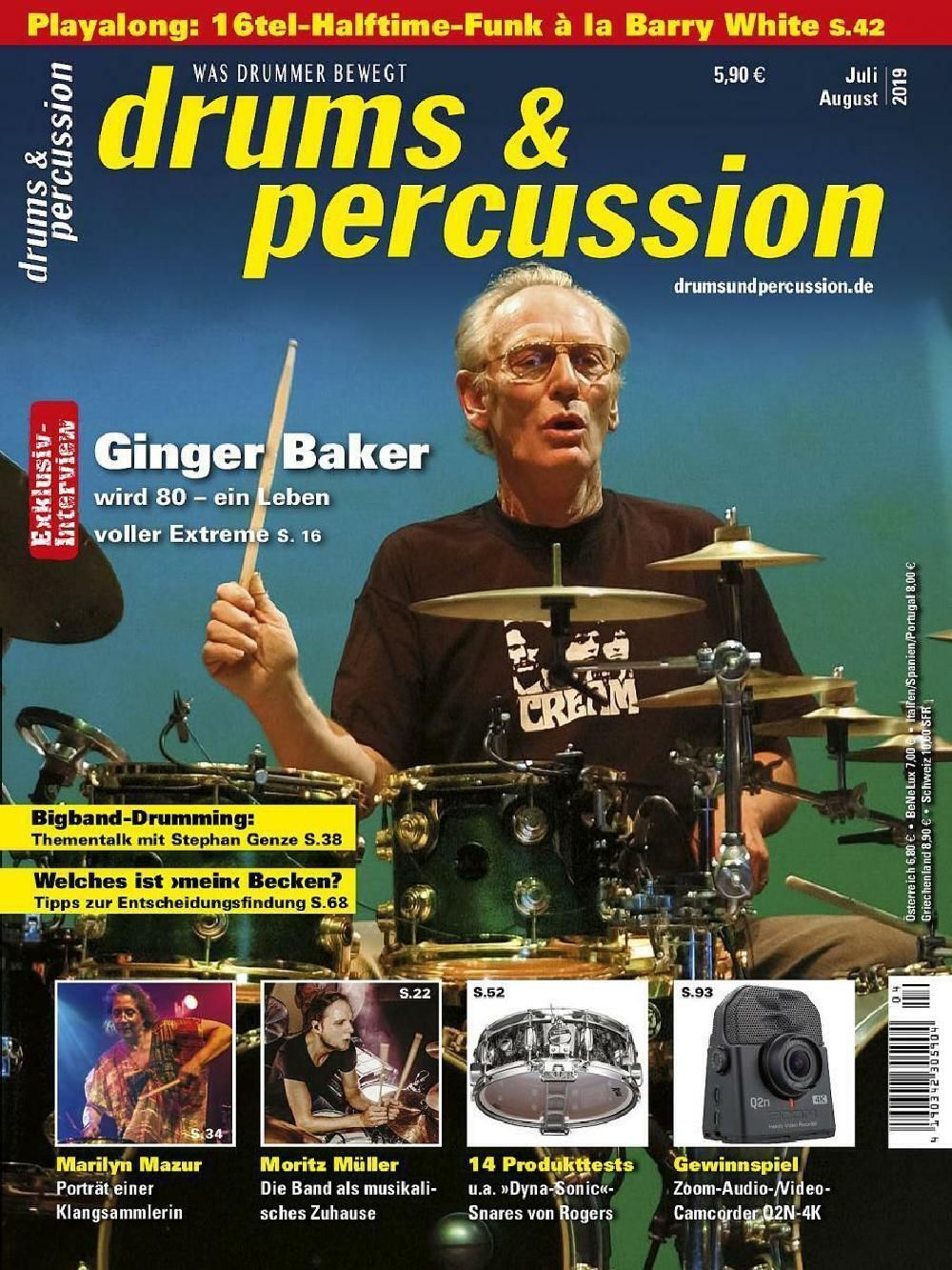 Drums & Percussions Magasin Tyskland 2019-07+08 Ginger Baker Originaludgave