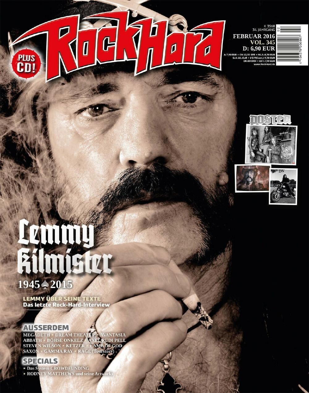 Rock Hard Magazin Deutschland 2016 #345 Lemmy Kilmister