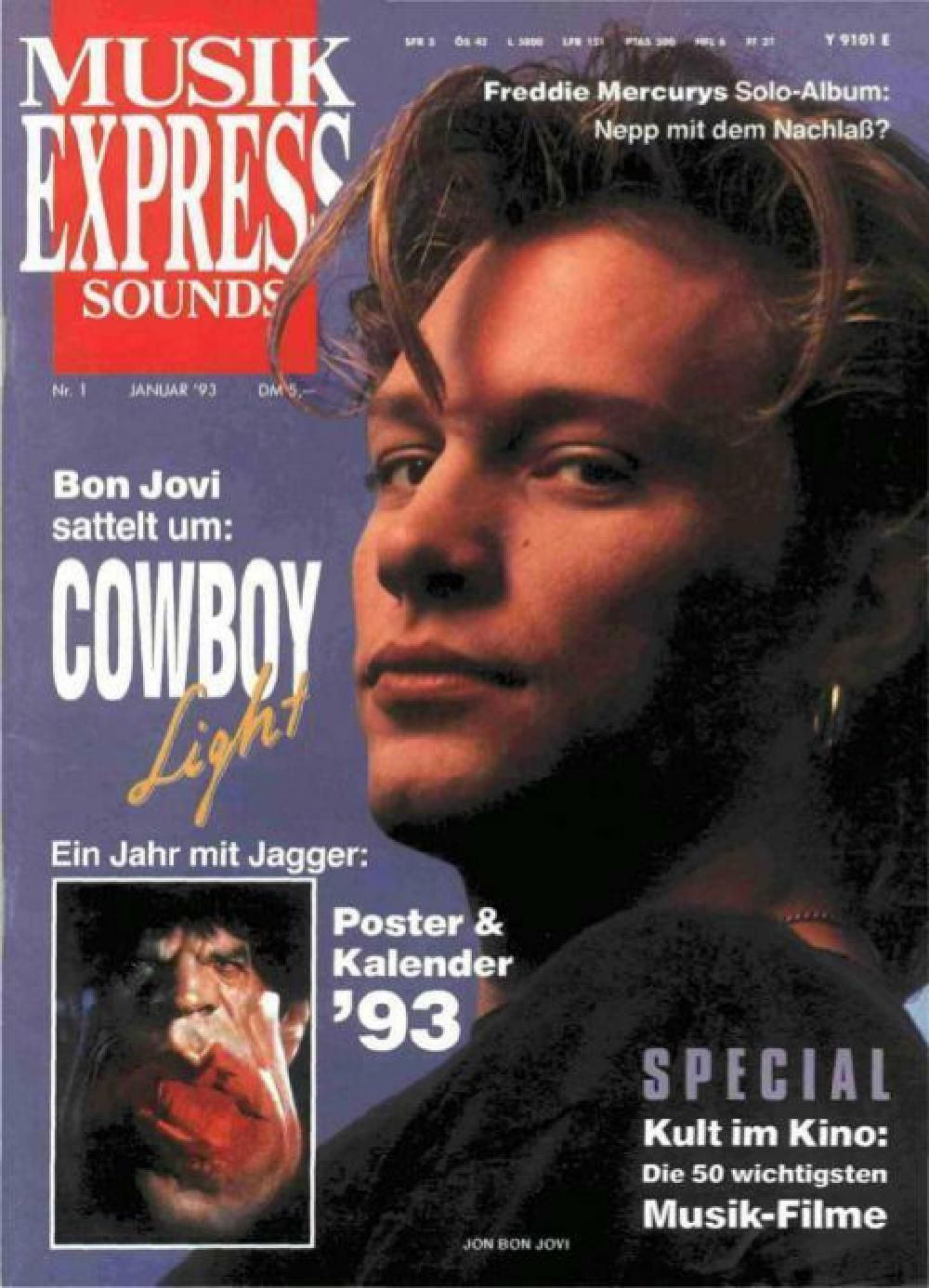 Musikexpress Magazin Deutschland 1993-01 Bon Jovi Mick Jagger Freddy Mercury