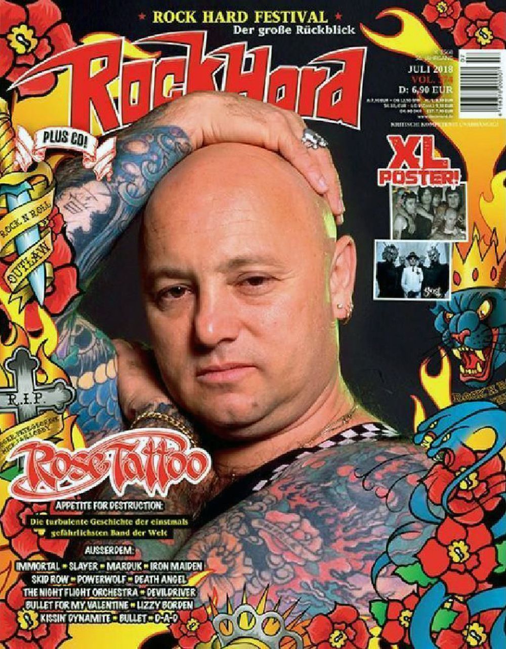 Rock Hard Revista Alemania 2018 #374 Rose Tattoo Slayer Marduk Ghost Edición original