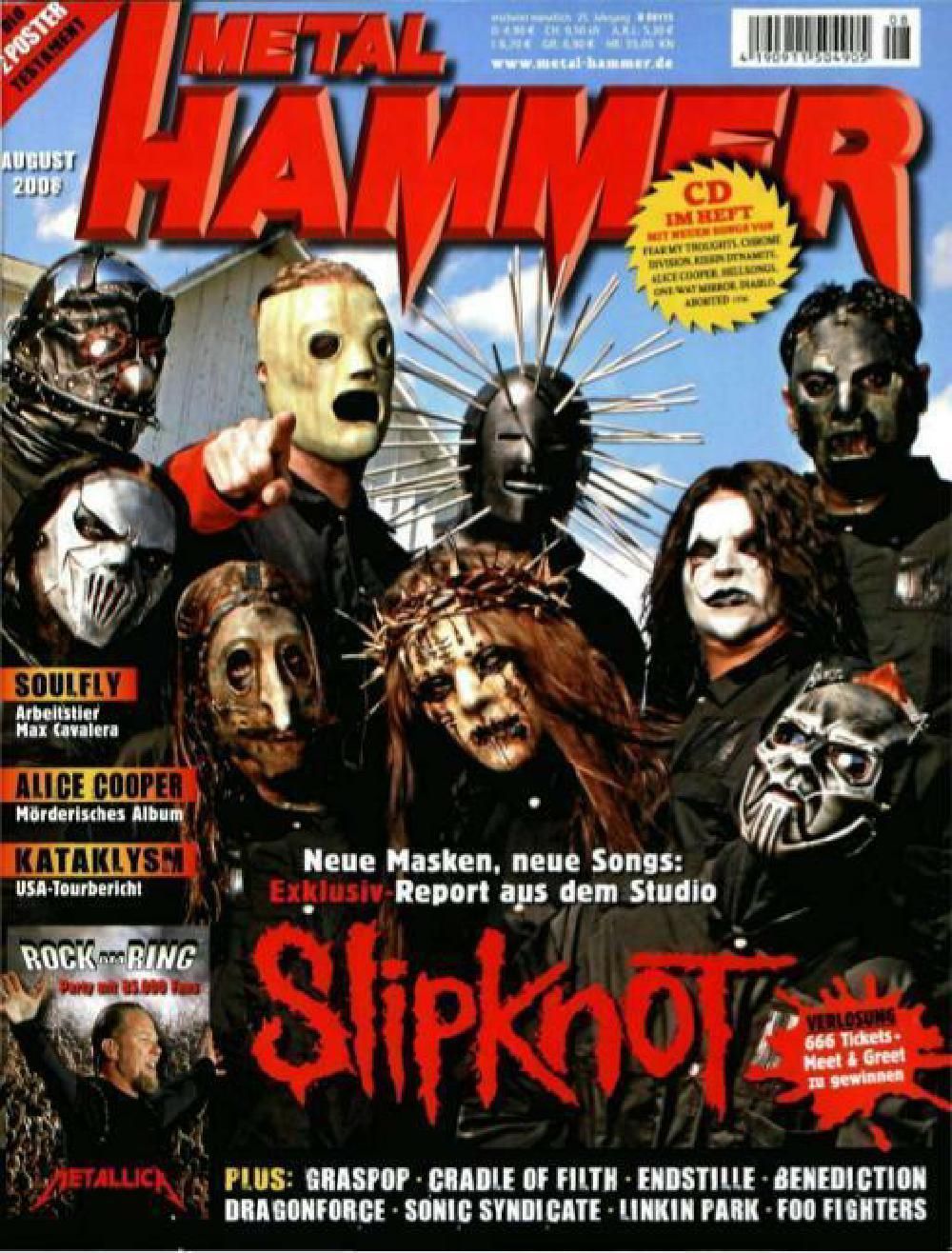 Metal Hammer Magazin Deutschland 2008-08 Slipknot Metallica