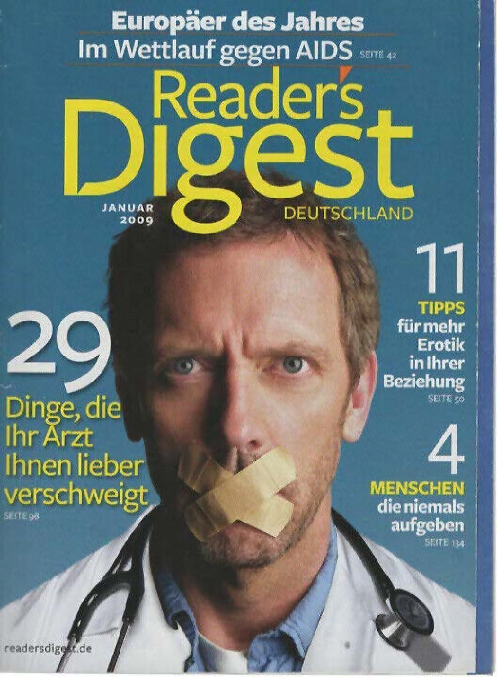 Readers Digest Magazin Deutschland 2009-01 Hugh Laurie