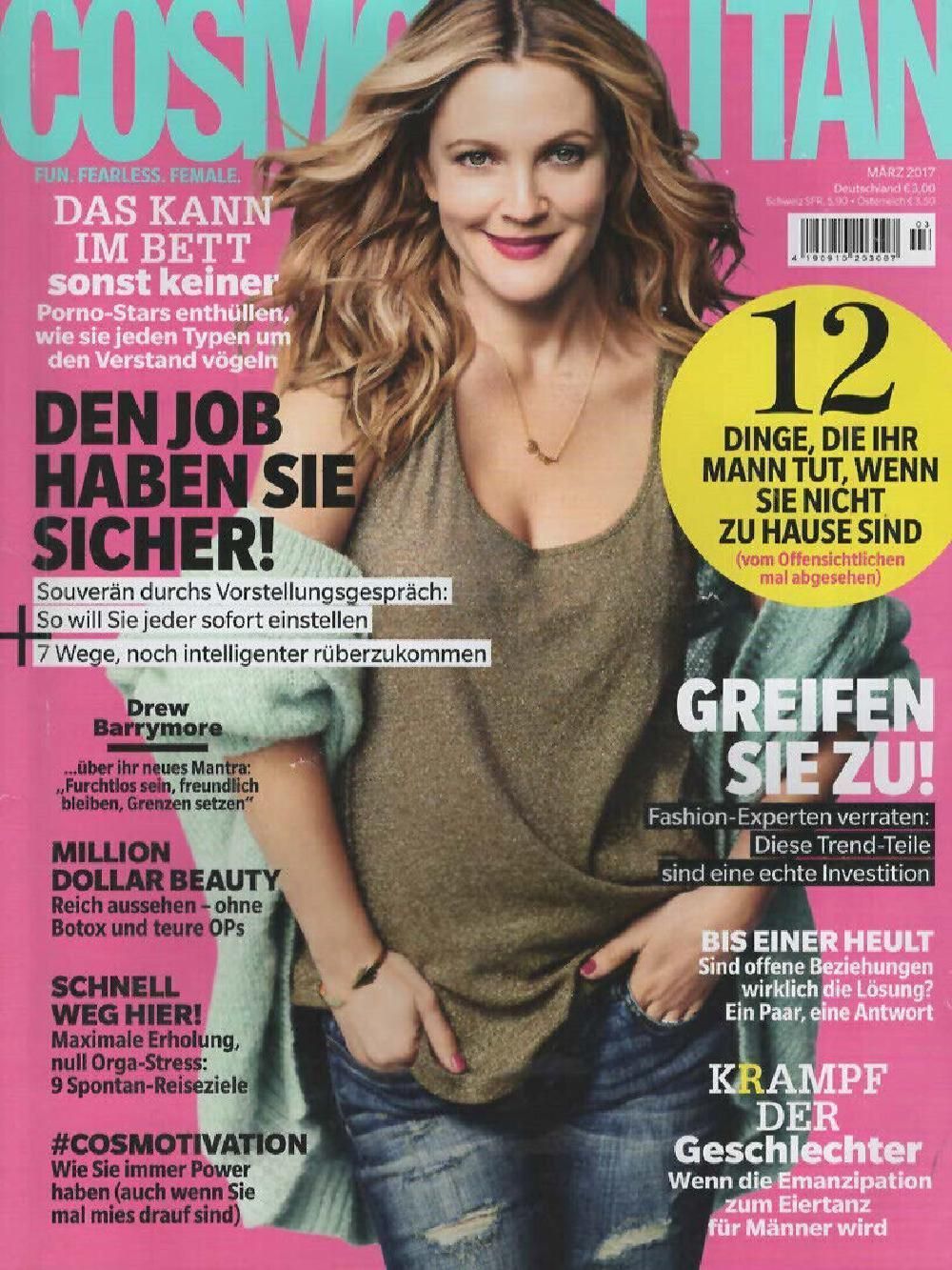 Cosmopolitan Magazine Germany 2017-03 Drew Barrymore Original Print Issue