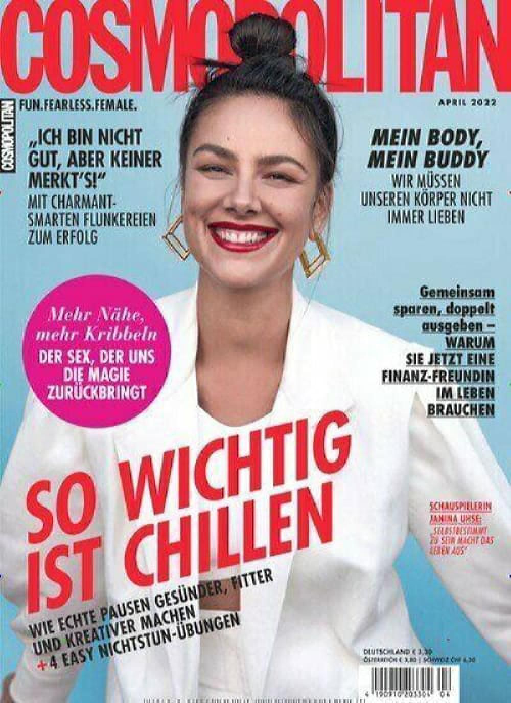 Cosmopolitan Lehti Saksa 2022-04 Janina Uhse Alkuperäinen painos
