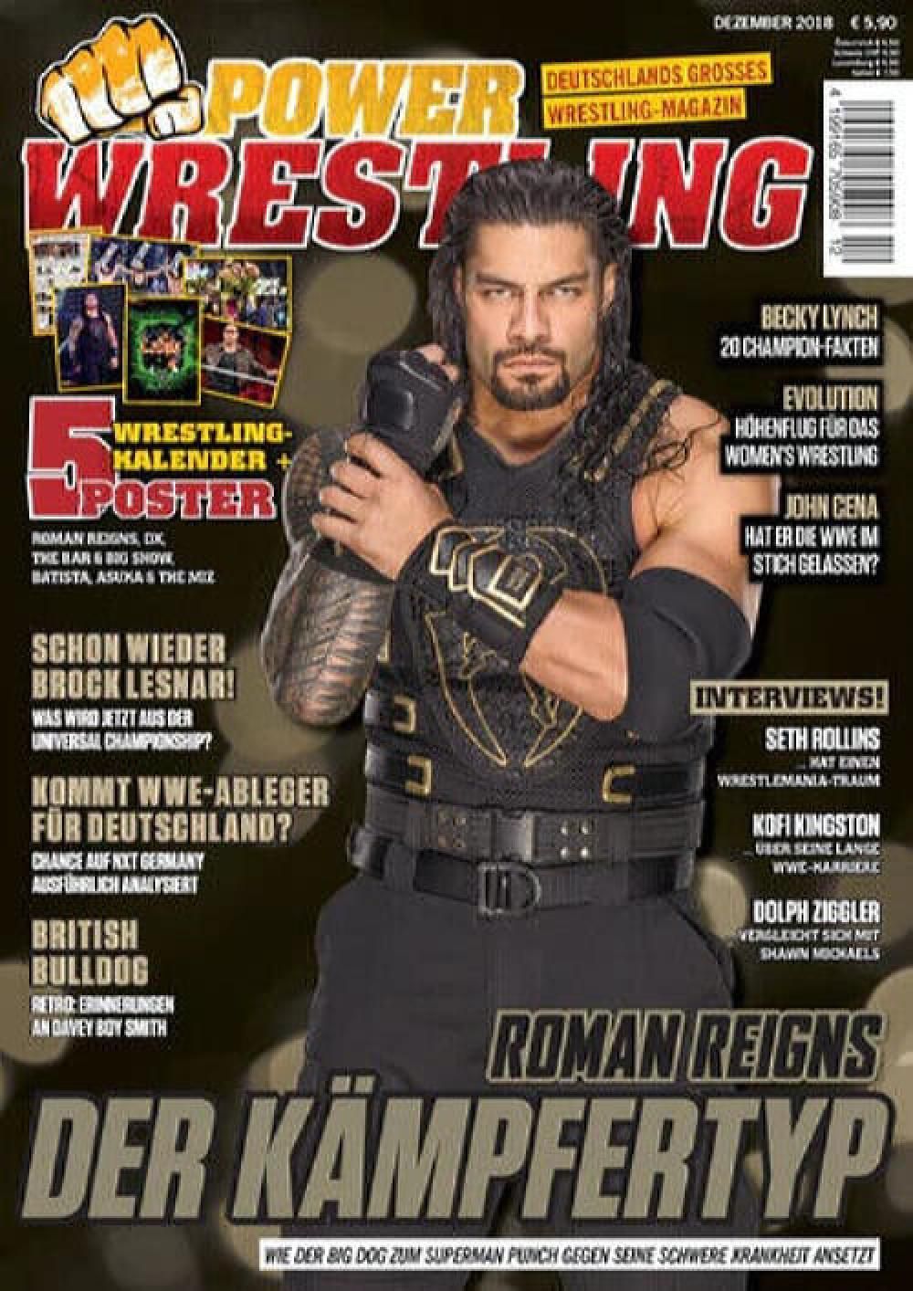 Power Wrestling Lehti Saksa 2018-12 Roman Reigns Alkuperäinen painos