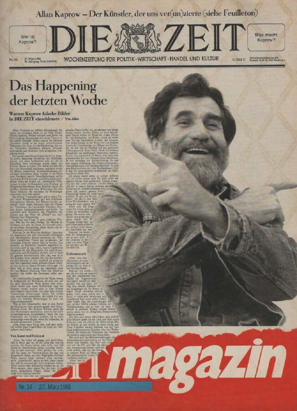 Zeit Magazin Deutschland 1981-14 Allan Kaprow Happening