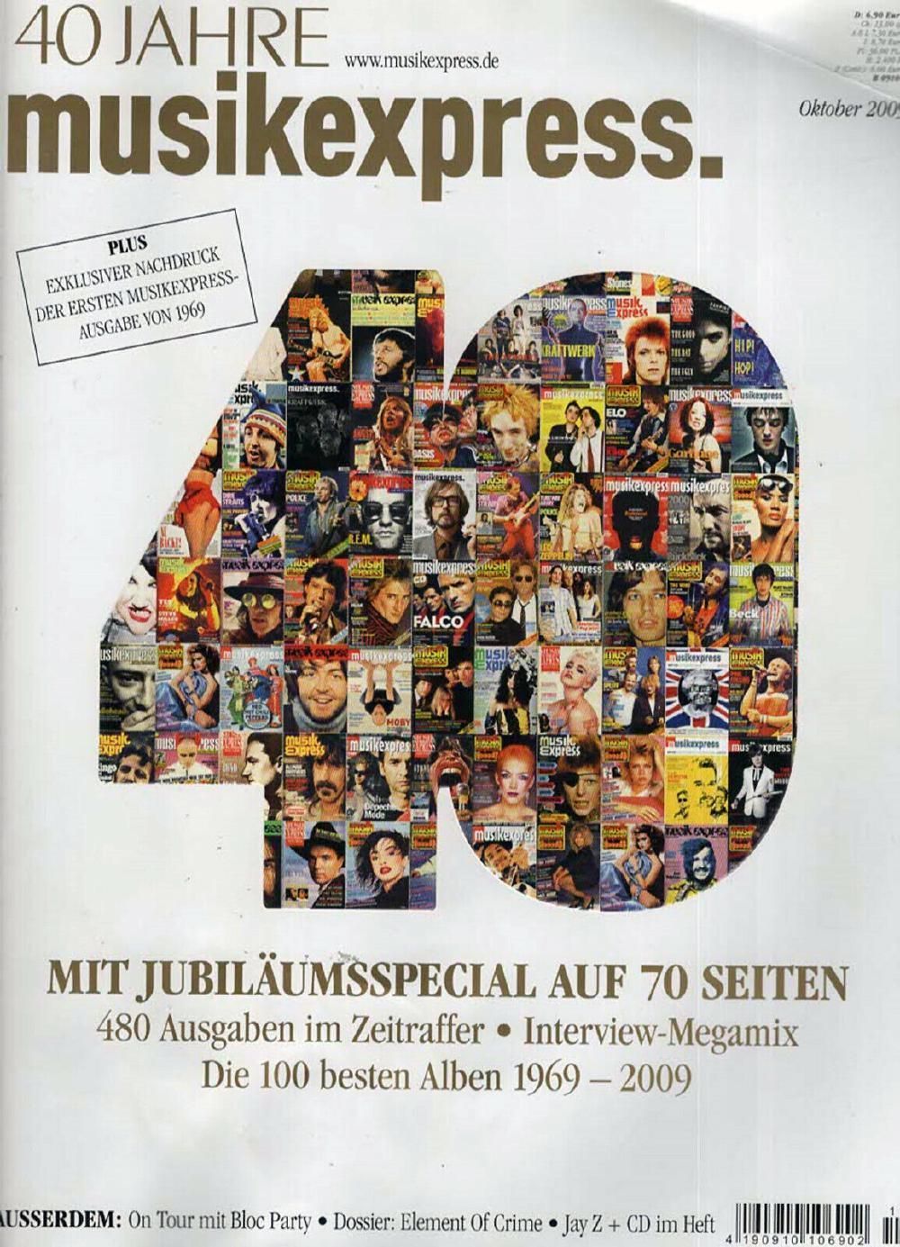 Musikexpress Lehti Saksa 2009-10 – Bloc Party Jay-Z – Alkuperäinen painos