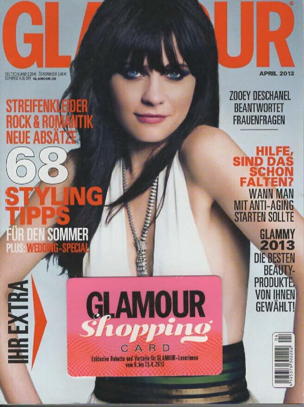 Glamour Magasin Tyskland 2013-04 Zooey Deschanel Originaludgave