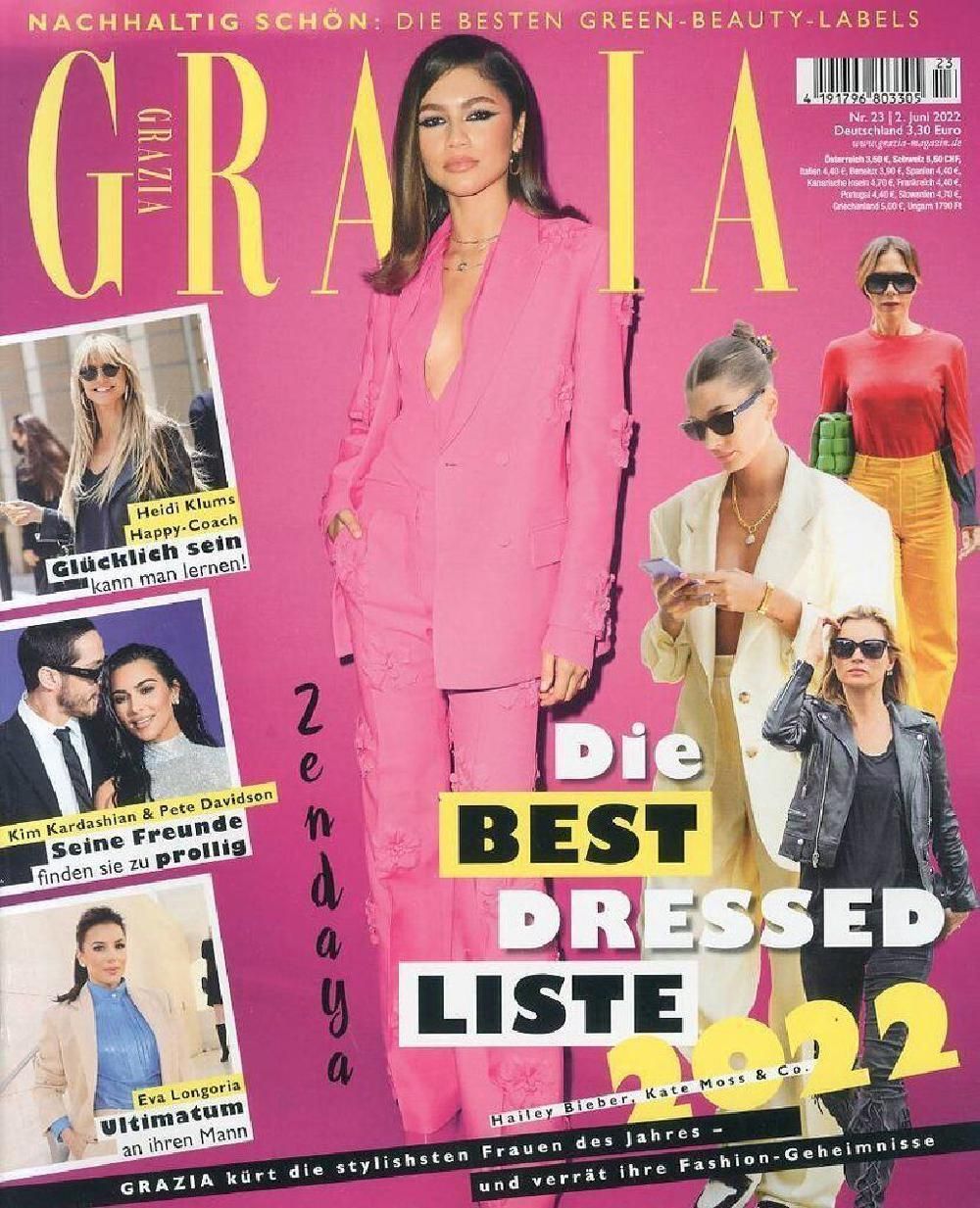 Grazia Magazin Deutschland 2022-23 Zendaya Bieber Moss