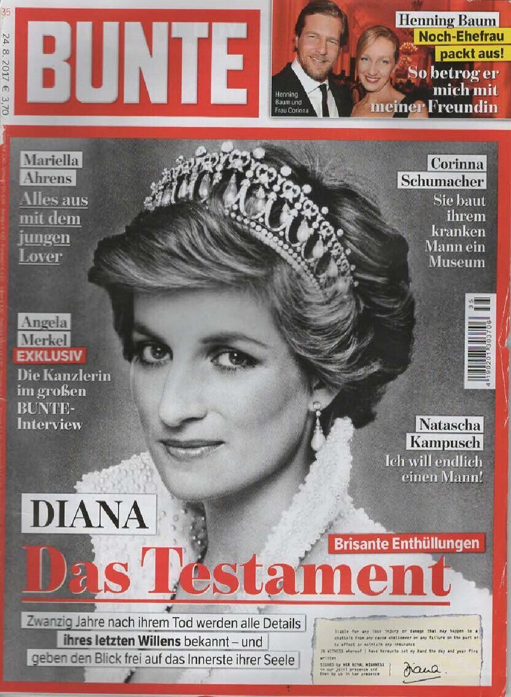Bunte Magazin Deutschland 2017-35 Diana Lady Di