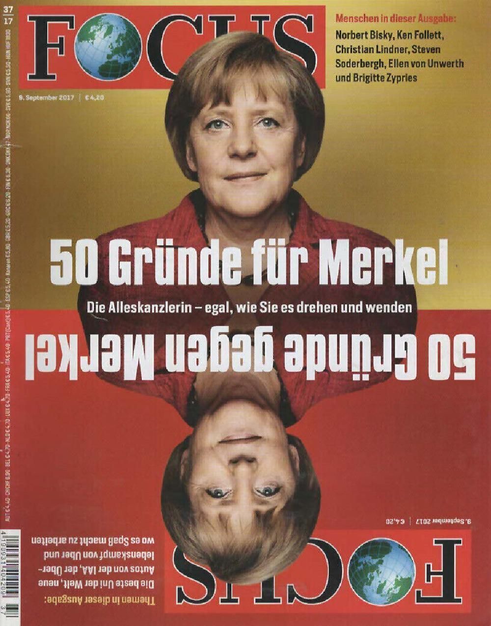 Focus Magazin Deutschland 2017-37 Angela Merkel Soderbergh Daniel Craig