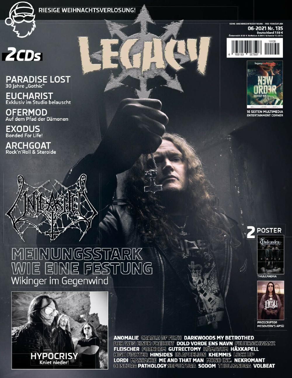 Legacy Magazin Deutschland 2021 #135 Unleashed Paradis Lost Ofermod Exodus Johnny Hedlund