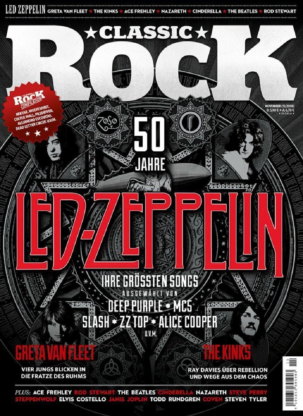 Classic Rock Tijdschrift Duitsland 2018 #75 Led Zeppelin Greta Van Fleet The Kinks Ace Frehley Nazareth Originele uitgave