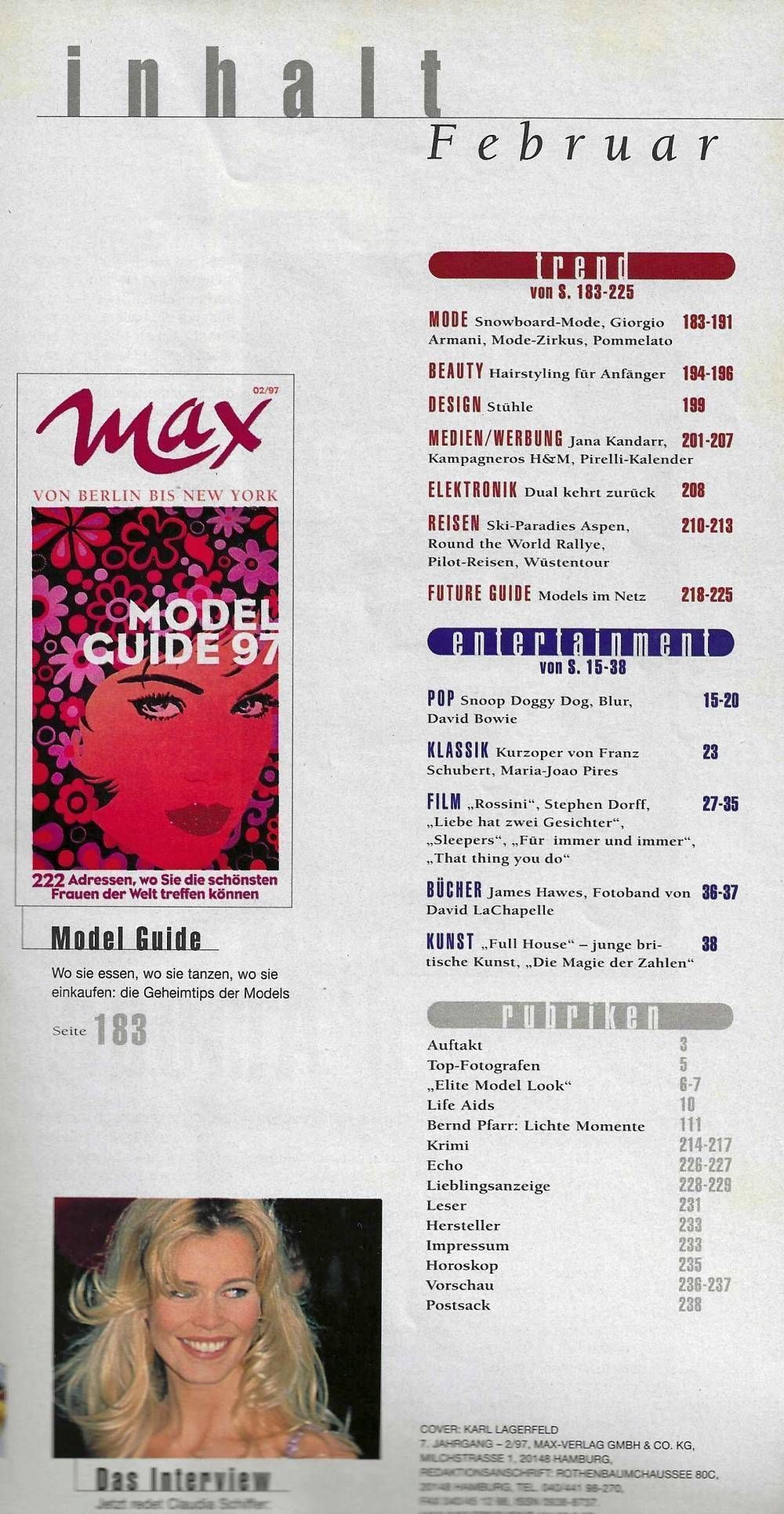 Max Magazin Deutschland 1997-02 Claudia Schiffer