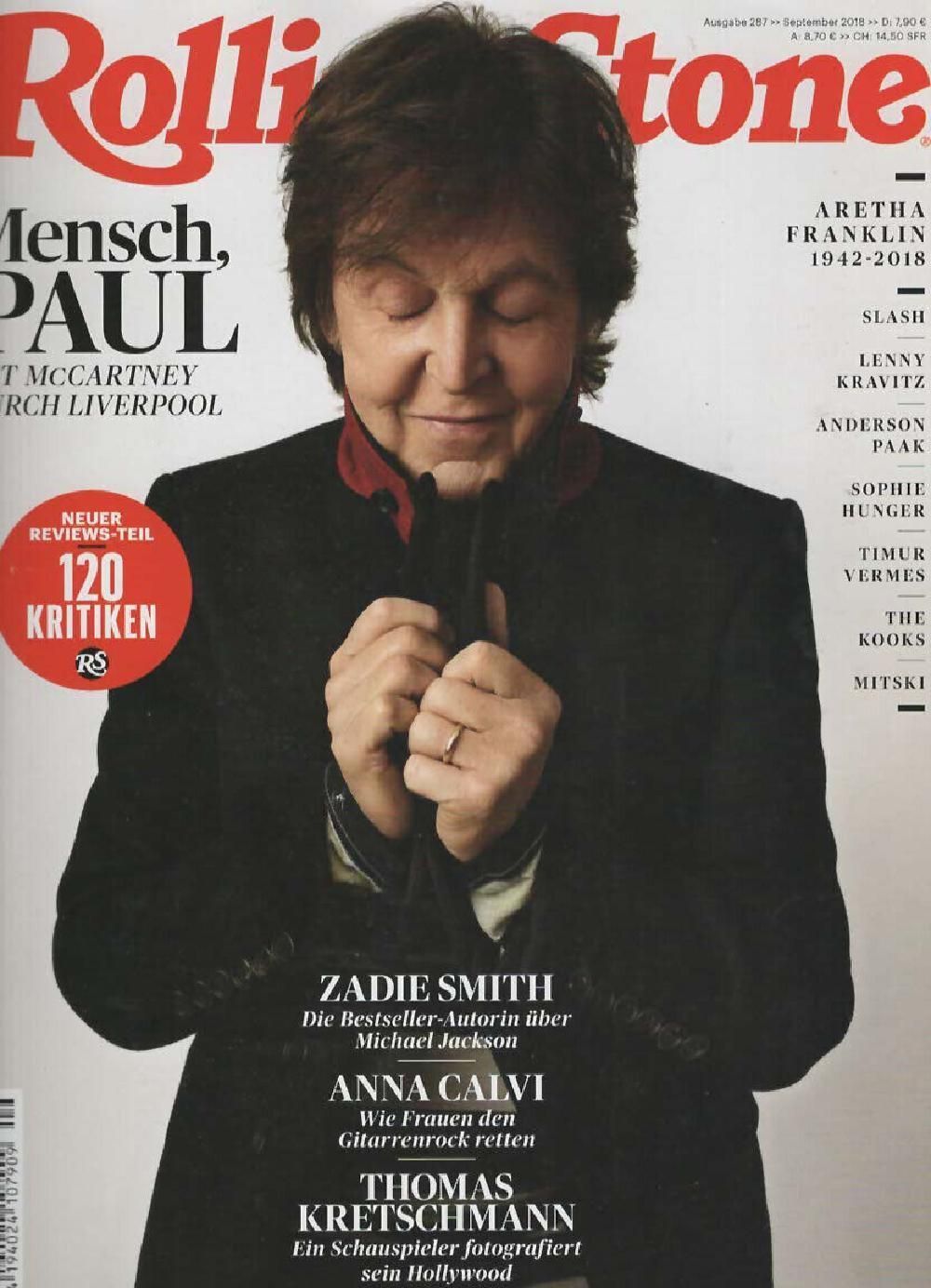 Rolling Stone Magazin Deutschland 2018-09 Paul McCartney Aretha Franklin Slash The Kooks #287