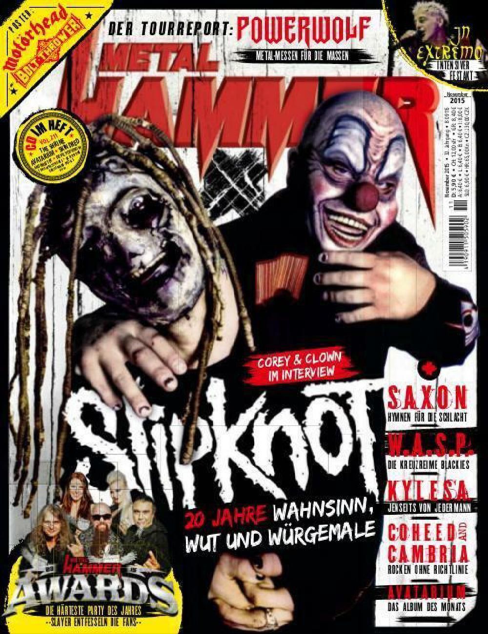 Metal Hammer Magazin Deutschland 2015-11 Slipknot Corey Clown Saxon Wasp