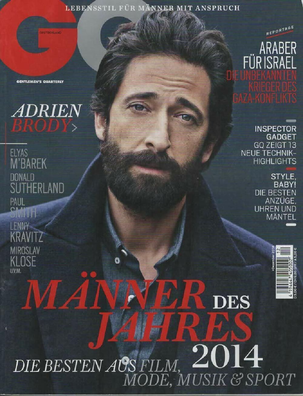 GQ Magasin Tyskland 2014-12 Adrien Brody Originaludgave