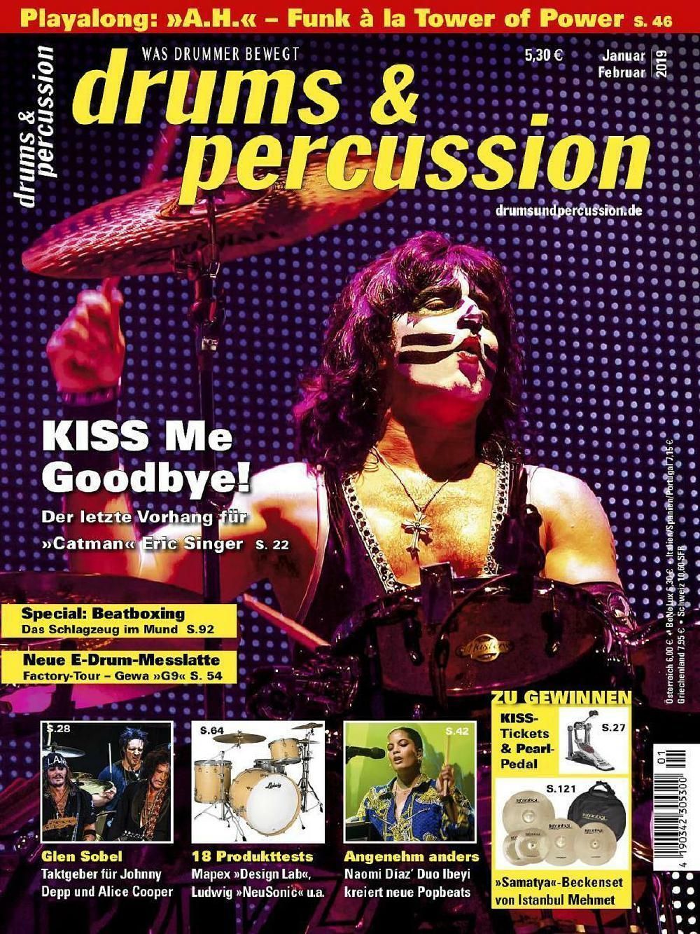 Drums & Percussions Magasin Tyskland 2019-01+02 Kiss Eric Singer Originaludgave