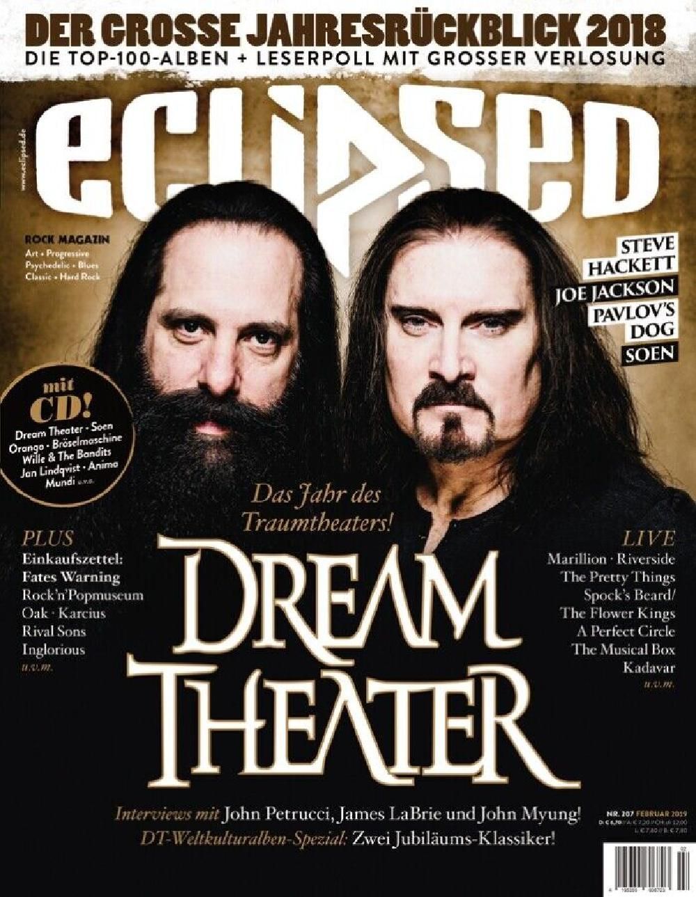 Eclipsed Magazin Deutschland 2019 #207 Dream Theater Steve Hackett Rival Sons Pavlovs Dog John Petrucci James LaBrie