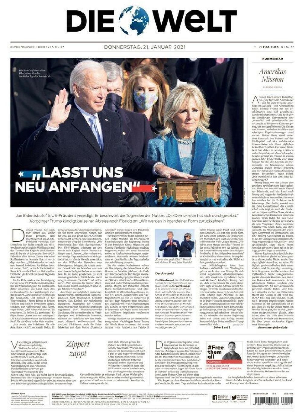 Die Welt Newspaper Deutschland 2021-17 Joe Biden Donald Trump