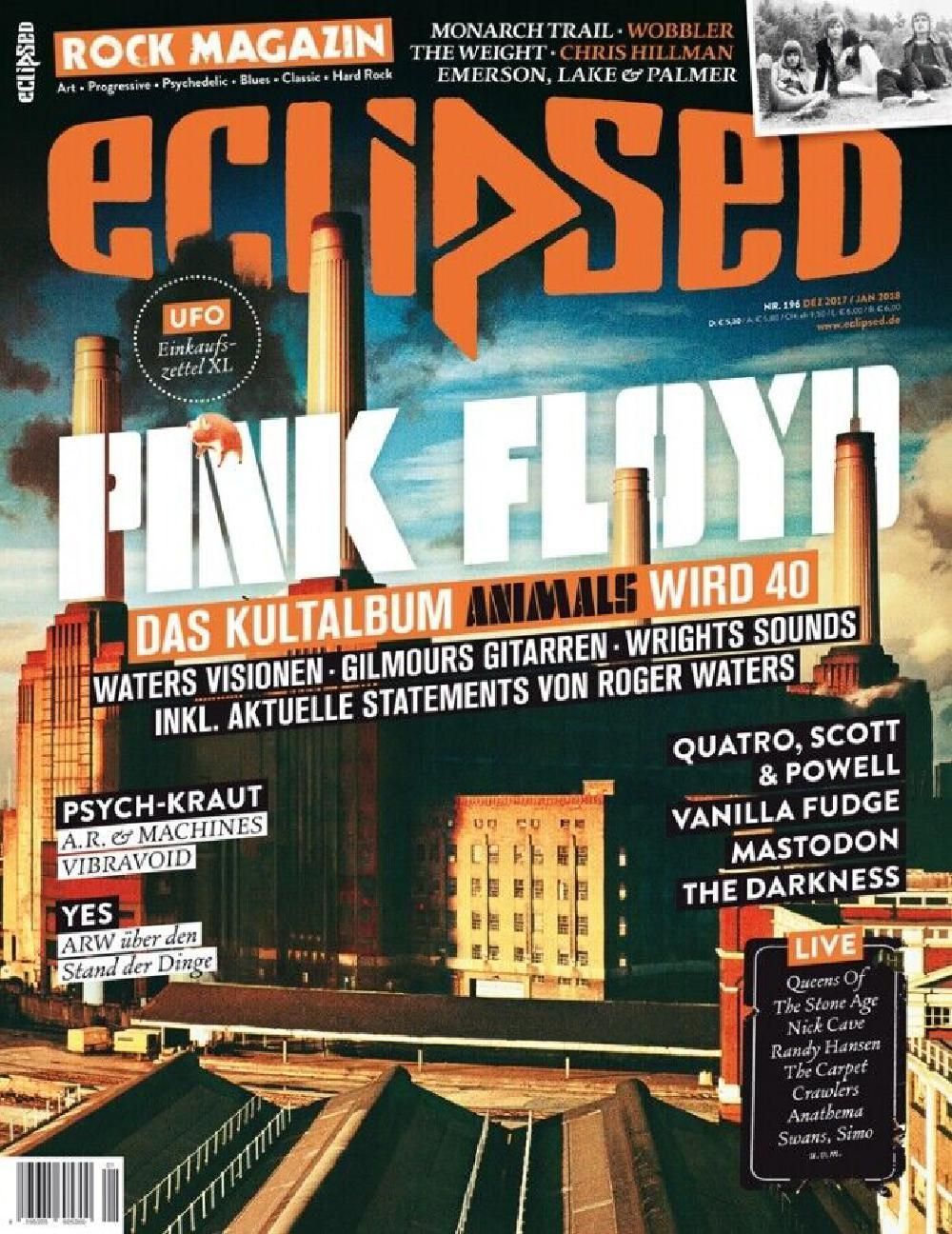 Eclipsed Tijdschrift Duitsland 2017 #196 Pink Floyd Vanilla Fudge Yes Chris Hillman Originele uitgave