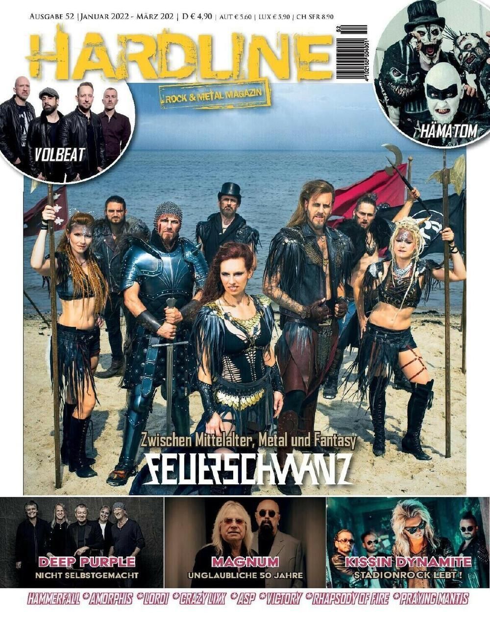 Hardline Tijdschrift Duitsland 2022 #52 Feuerschwanz Deep Purple Volbeat Originele uitgave