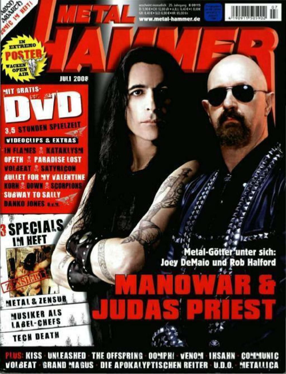 Metal Hammer Magazin Deutschland 2008-07 Manowar Judas Priest