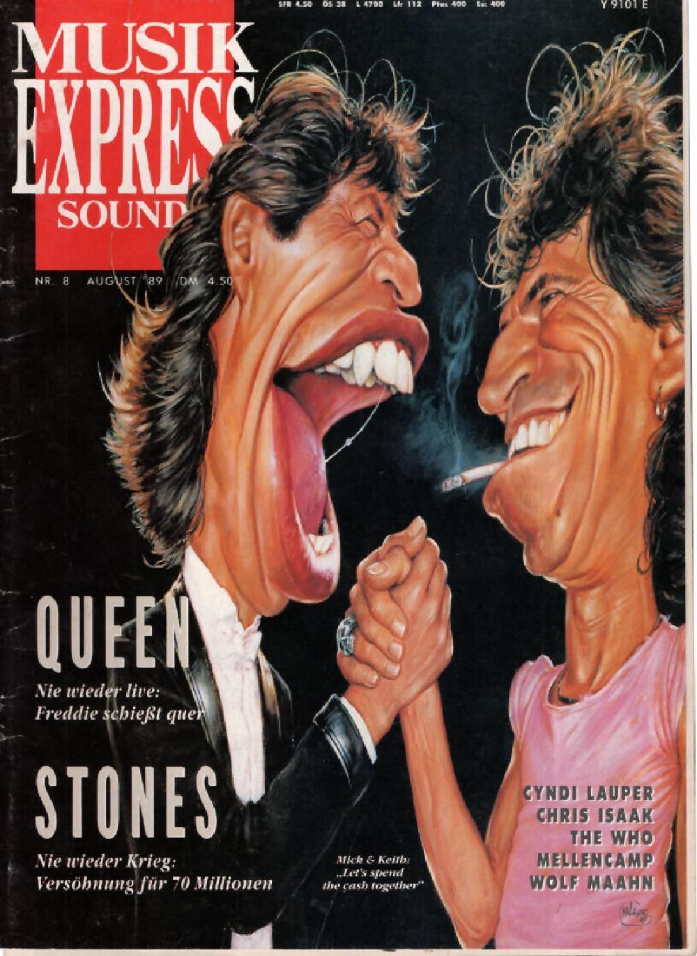 Musikexpress Magazin Deutschland 1989-08 Mick Jagger Keith Richards Queen