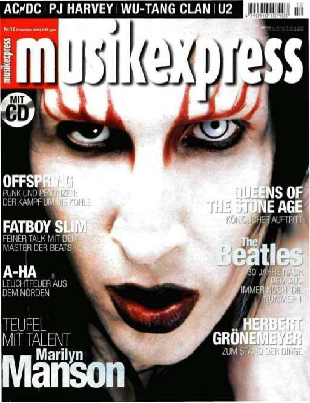 Musikexpress Magazin Deutschland 2000-12 Marilyn Manson Beatles A-ha Offspring