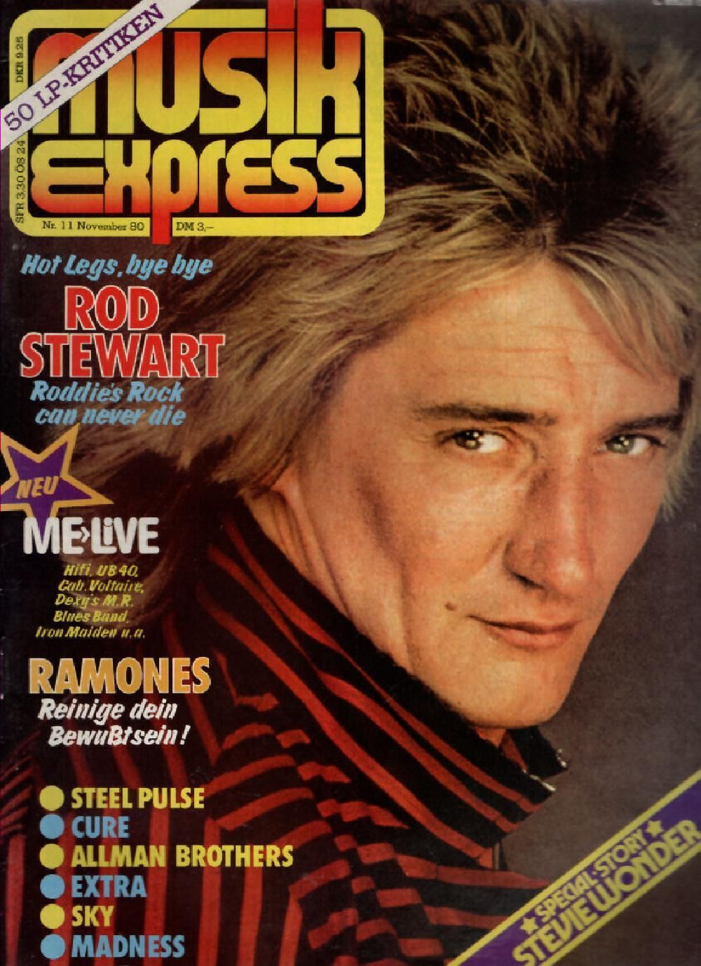 Musikexpress Magazin Deutschland 1980-11 Rod Stewart Ramones Steel Pulse
