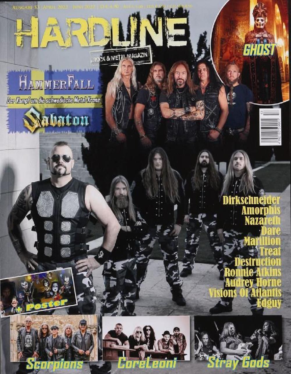 Hardline Magasin Tyskland 2022 #53 Hammerfall Sabaton Scorpions Stray Gods Originaludgave