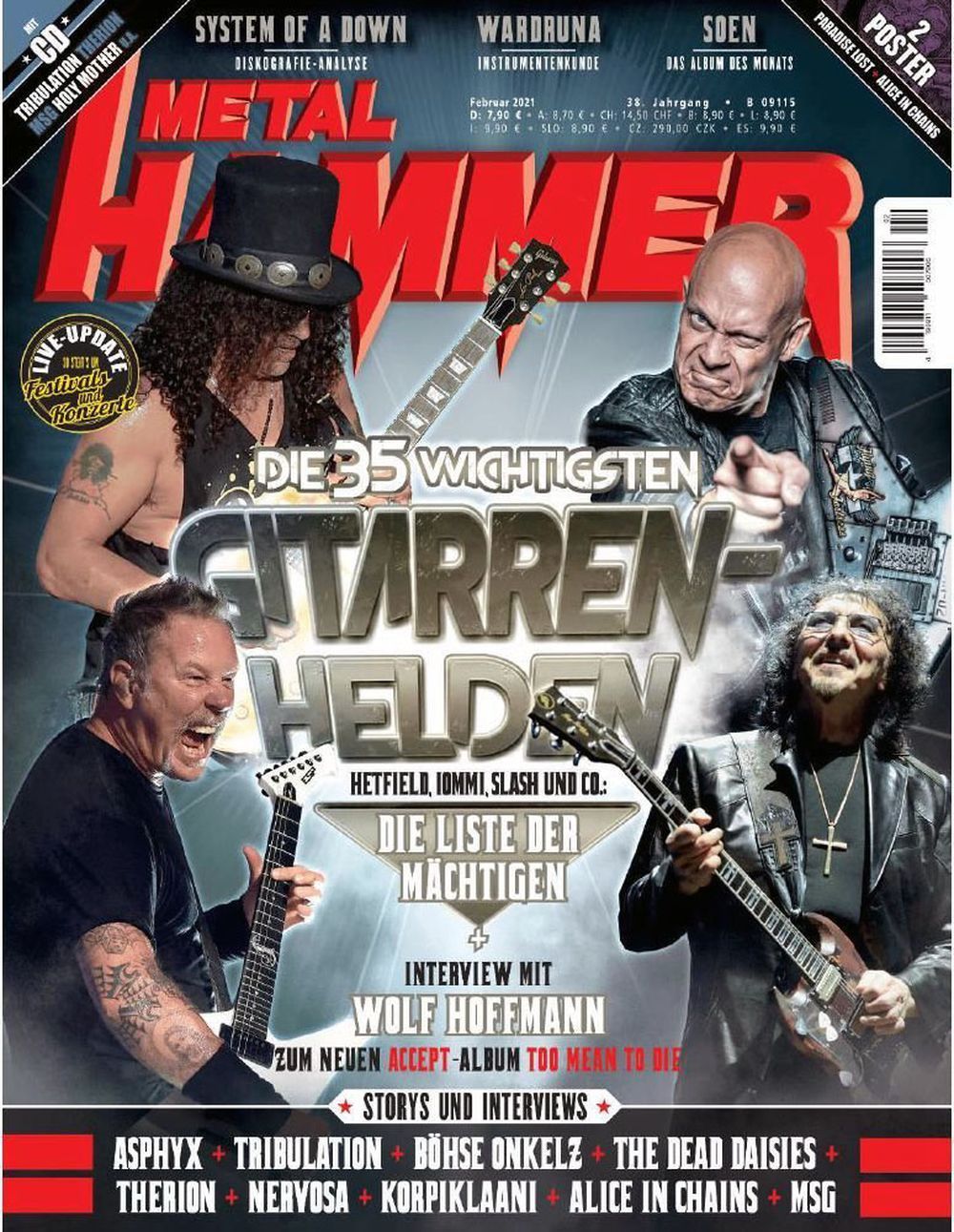 Metal Hammer Magasin Tyskland 2021-02 James Hetfield Iommi Slash Alexi Laiho