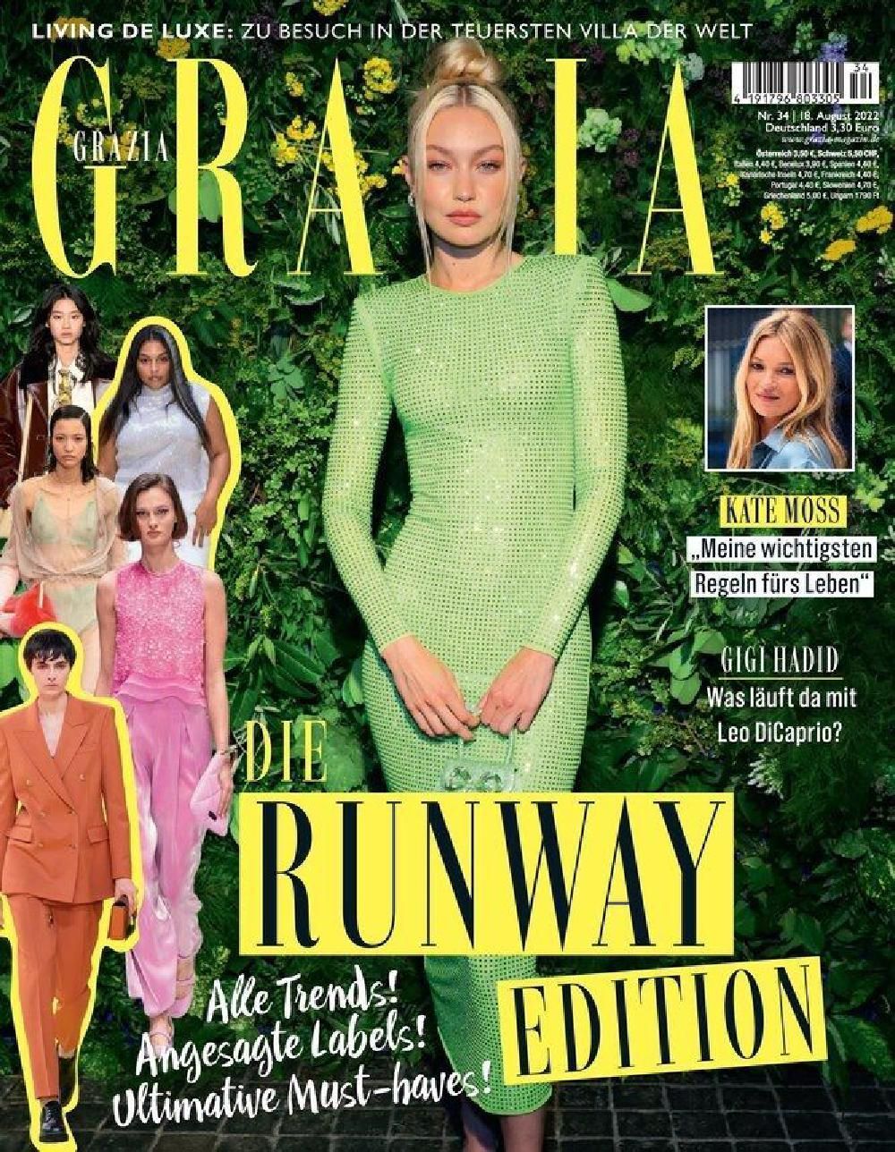 Grazia Tijdschrift Duitsland 2022-34 Gigi Hadid Kate Moss Originele uitgave