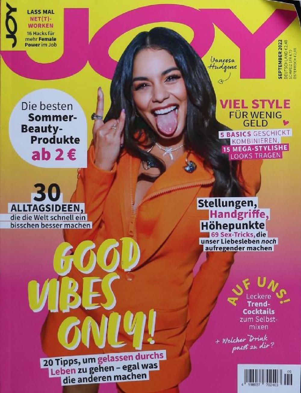 Joy Tijdschrift Duitsland 2022-09 Vanessa Hudgens Originele uitgave