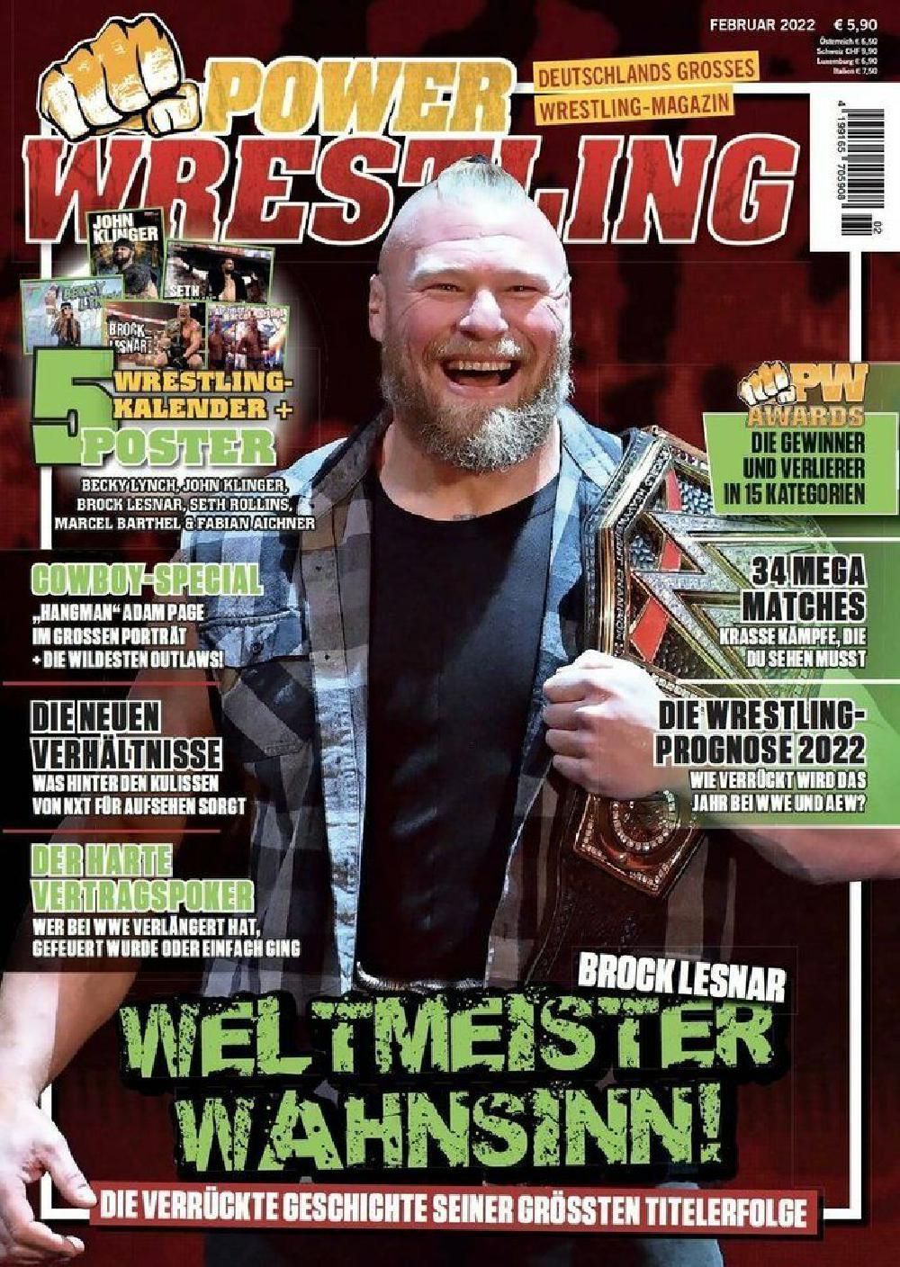 Power Wrestling Revista Alemania 2022-02 Brock Lesnar John Klinger Edición original