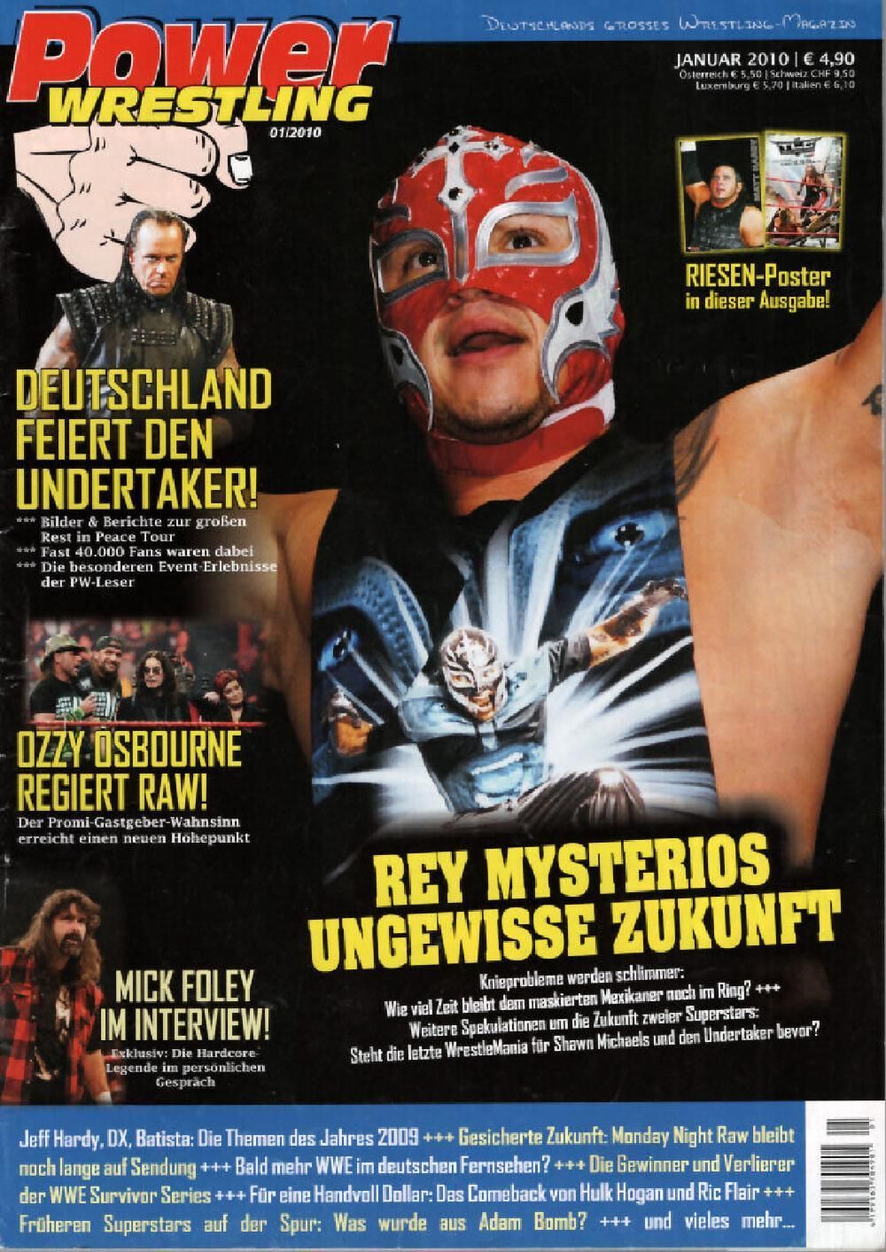 Power Wrestling Tijdschrift Duitsland 2010-01 – Ray Mysterio Undertaker Ozzy Osbourne – Originele uitgave