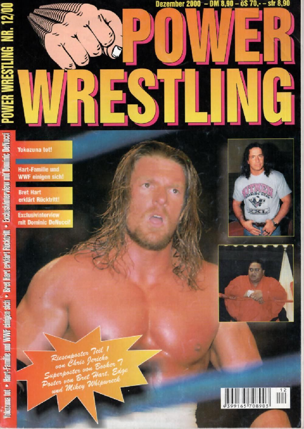 Power Wrestling Magazine Germany 2000-12 – Yokozuna Chris Jericho Bret Hart Triple H – Original Print Issue