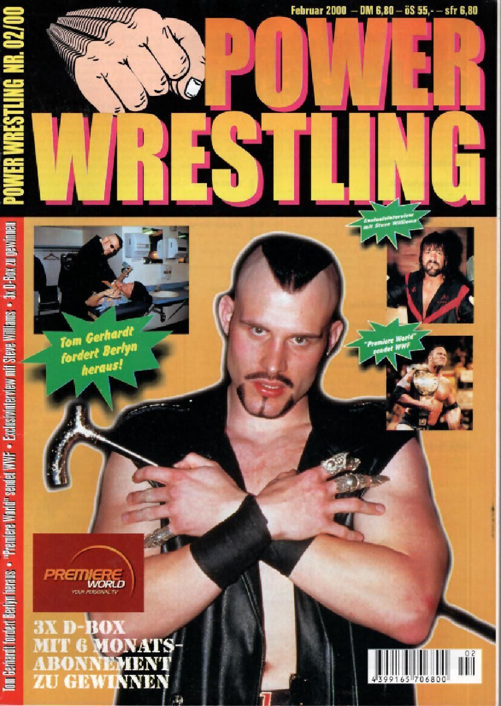Power Wrestling Magasin Tyskland 2000-02 Tom Gerhardt Steve Williams Berlyn (Alex Wright) Originaludgave
