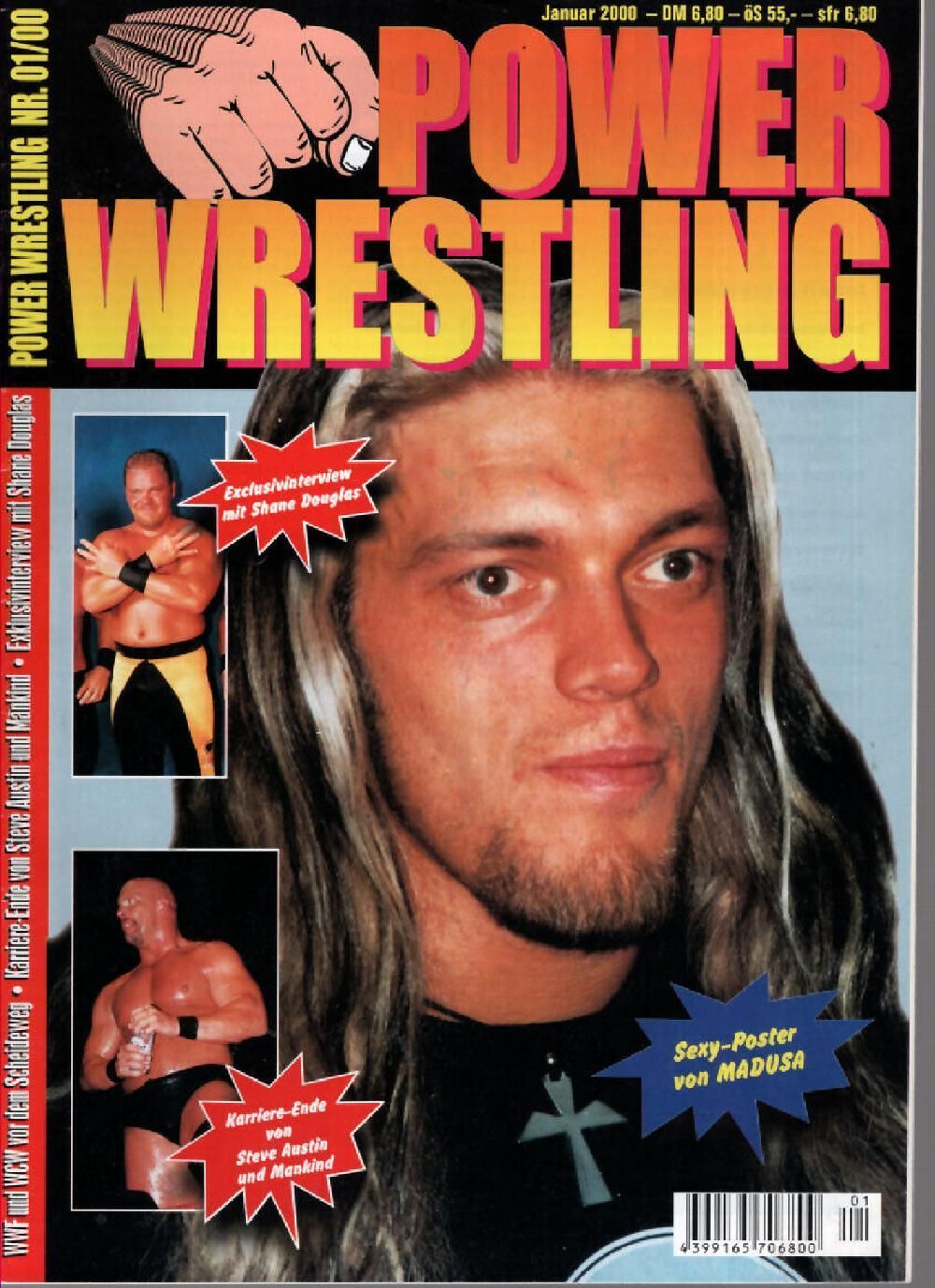 Power Wrestling Magazine Germany 2000-01 Shane Douglas Steve Austin Madusa Edge Original Print Issue