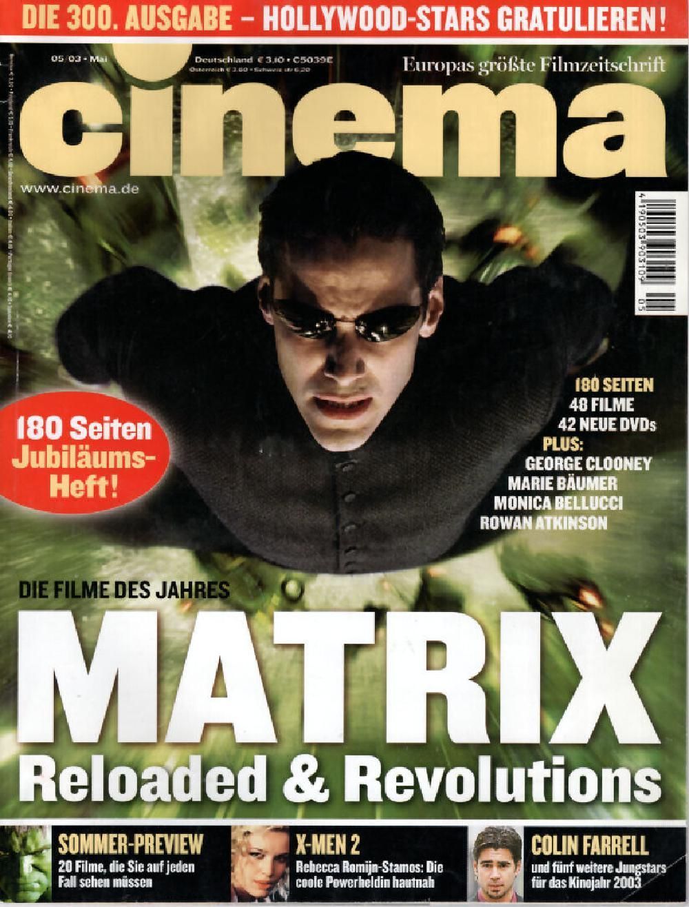 Cinema Magazin Deutschland 2003-05 Keanu Reeves Matrix