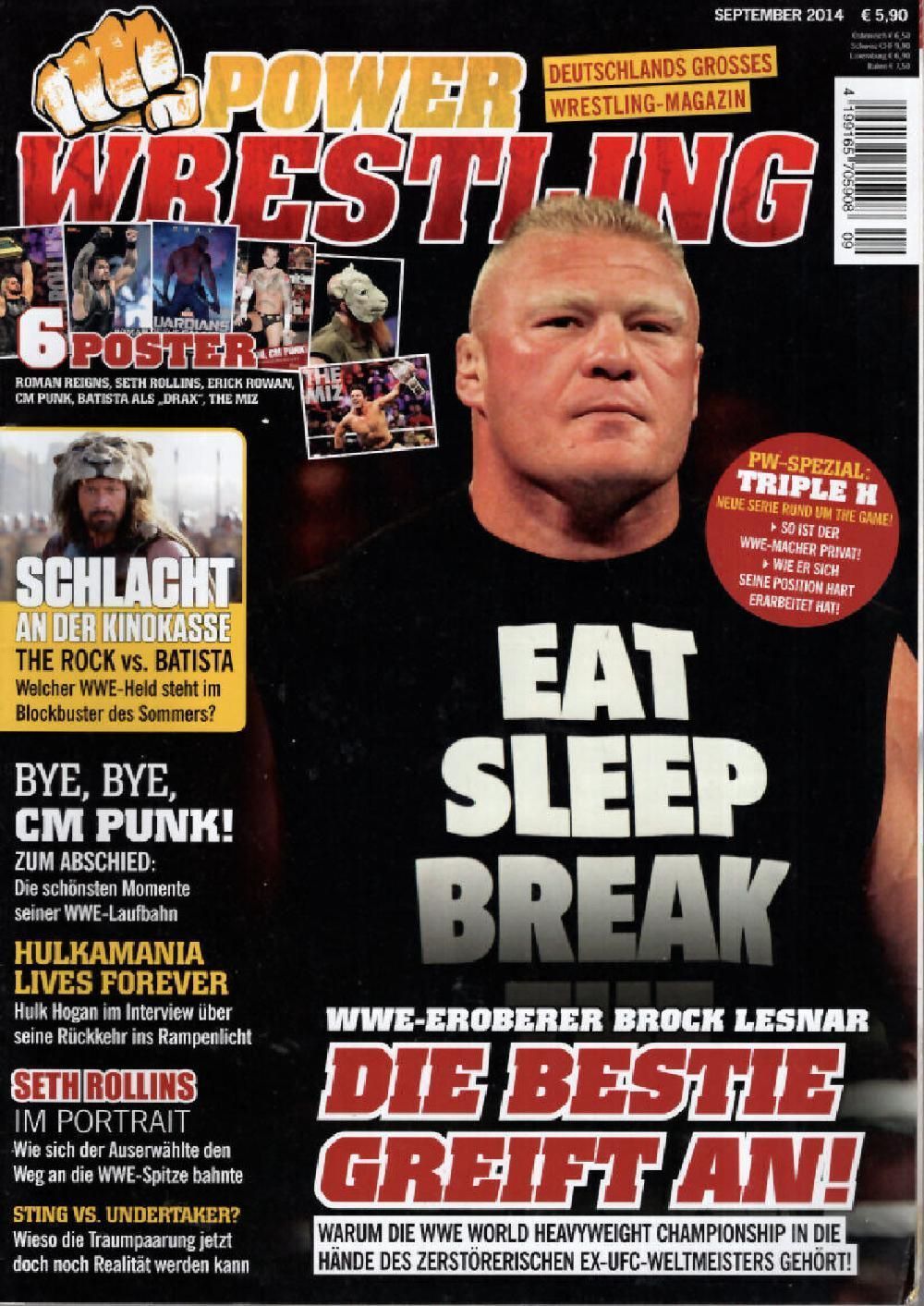 Power Wrestling Magazin Deutschland 2014-09 Brock Lesnar The Rock Batista